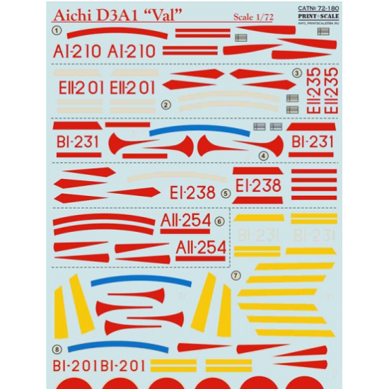 DECAL FOR AICHI D3A1 VAL 1/72 PRINT SCALE 72-180