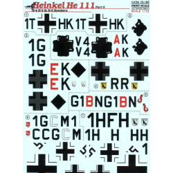 DECAL FOR HE-111 H-4, H-5 H-6 BOMBERS, PART 3 1/72 PRINT SCALE 72-185