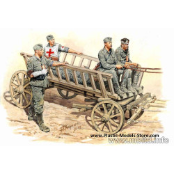 Road to the Rear 4 fig w/Farmer Cart and Horses WWII 1/35 Master Box 3558
