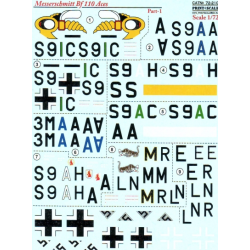 DECAL FOR MESSERSCHMITT BF 110 ACES 1/72 PRINT SCALE 72-210