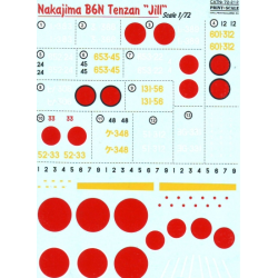 DECAL FOR NAKAJIMA B6N TENZAN JILL 1/72 PRINT SCALE 72-212