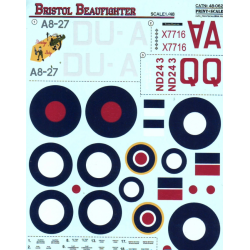 DECAL FOR BRISTOL BEAUFIGHTER 1/48 PRINT SCALE 48-062