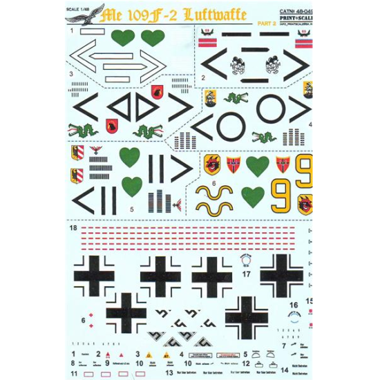 DECAL FOR ME 109 F2 PART 2 1/48 PRINT SCALE 48-049
