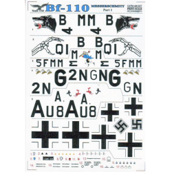 DECAL FOR JET FIGHTER MESSERSCHMITT ME-110 PART 1 1/48 PRINT SCALE 48-027