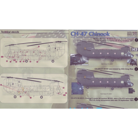 DECAL FOR CH-47 CHINOOK PART 2 1/48 PRINT SCALE 48-044