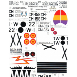 DECAL FOR LOS MOSCAS ATAKAN I-16 IN SPAIN 1/48 PRINT SCALE 48-067