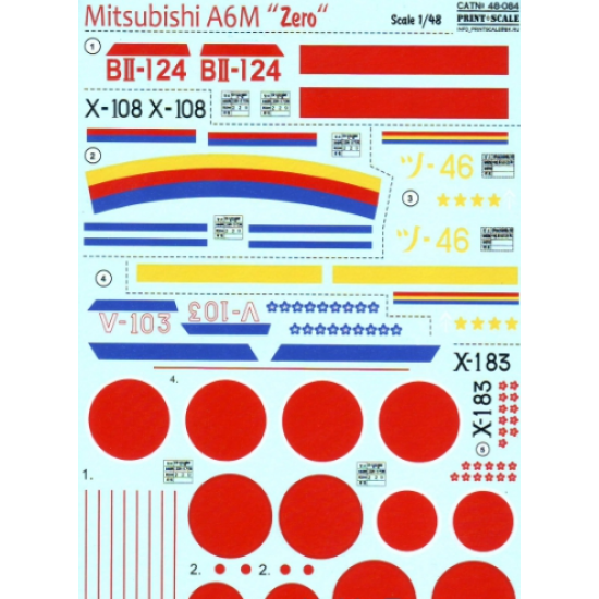 DECAL FOR MITSUBISHI A6M ZERO 1/48 PRINT SCALE 48-084