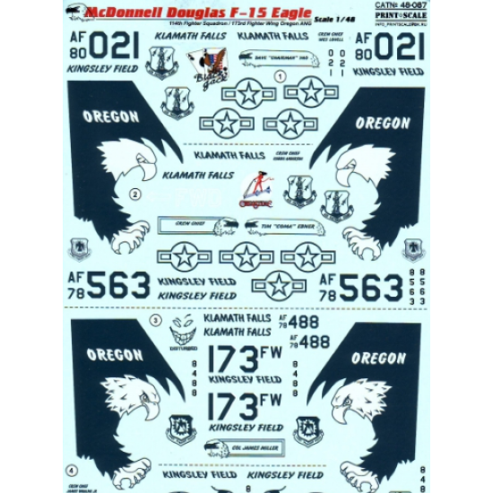 DECAL FOR MCDONNELL DOUGLAS F-15 EAGLE 1/48 PRINT SCALE 48-087