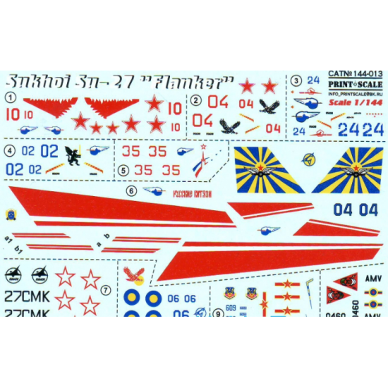 DECAL FOR SUKHOI SU-27 1/144 PRINT SCALE 144-013