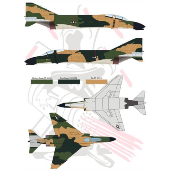 DECAL 1/32 FOR F-4 PHANTOM II IN VIET NAM WAR, PART 1 1/32 PRINT SCALE 32-004