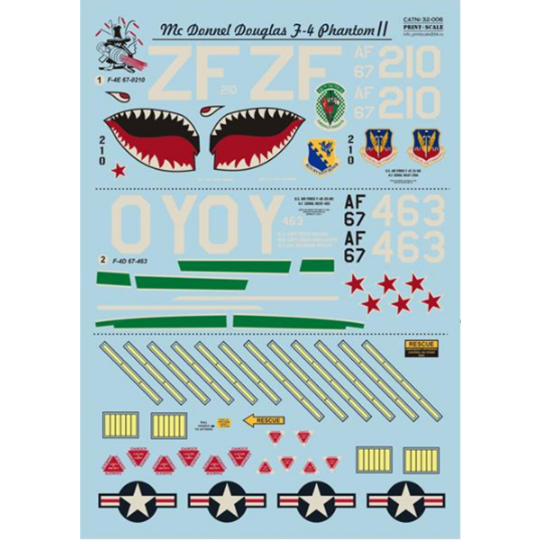 DECAL 1/32 FOR F4 PHANTOM II IN VIET NAM WAR, PART 2 1/32 PRINT SCALE