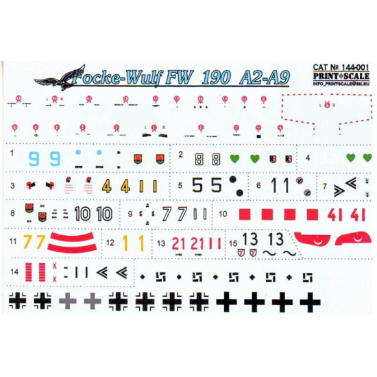 DECAL FOR FW 190A2-A9 1/144 PRINT SCALE 144-001