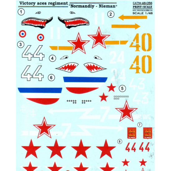 DECAL FOR VICTORY ACES REGIMENT NORMANDY-NIEMAN 1/48 PRINT SCALE 48-056