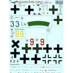 DECAL FOR BF.109K KURFURST, PART 1 1/48 PRINT SCALE 48-103