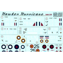 DECAL FOR HURRICANE MK.I ACES. THE BATTLE OF BRITAIN 1/144 PRINT SCALE 144-016