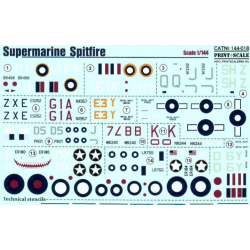 DECAL FOR SUPERMARINE SPITFIRE 1/144 PRINT SCALE 144-018