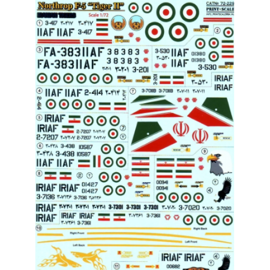 DECAL FOR NORTHROP F-5 TIGER II 1/72 PRINT SCALE 72-229