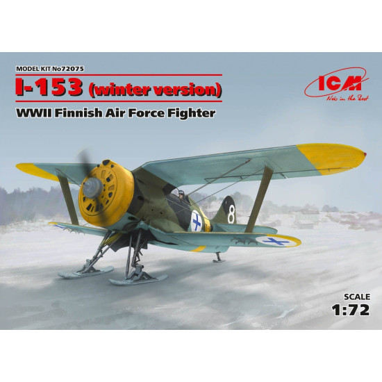 PLASTIC MODEL AIRPLANE I-153, WWII FINNISH AIR FORCE FIGHTER 1/72 ICM 72075