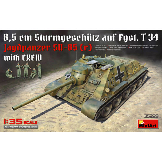 JAGDPANZER SU-85 (R) WITH CREW 5 FIGURES 1/35 MINIART 35229