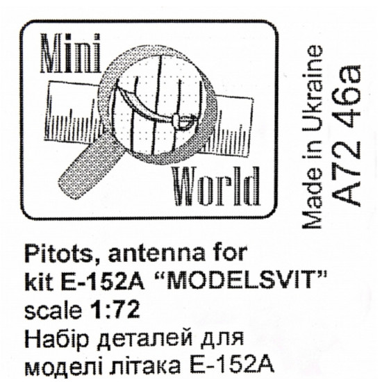 PITOTS, ANTENNA FOR E-152A, FOR MODELSVIT KIT 1/72 MINI WORLD 7246A