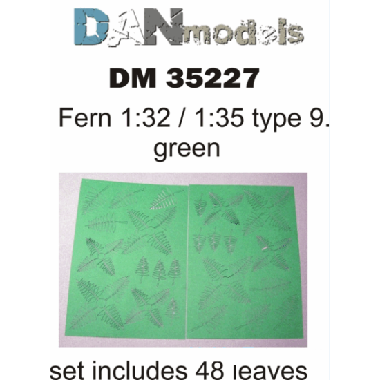 MATERIAL FOR DIORAMAS. FERN LEAVES TYPE 9, GREEN 1/35 DAN MODELS 35227