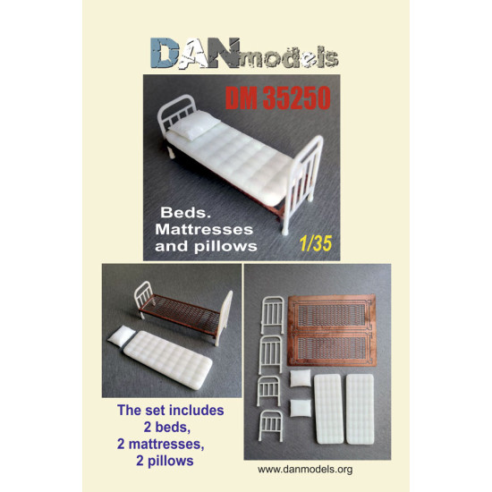 MILITARY BEDS WITH MATTRESSES AND PILLOWS, 2PCS 1/35 DAN MODELS 35250