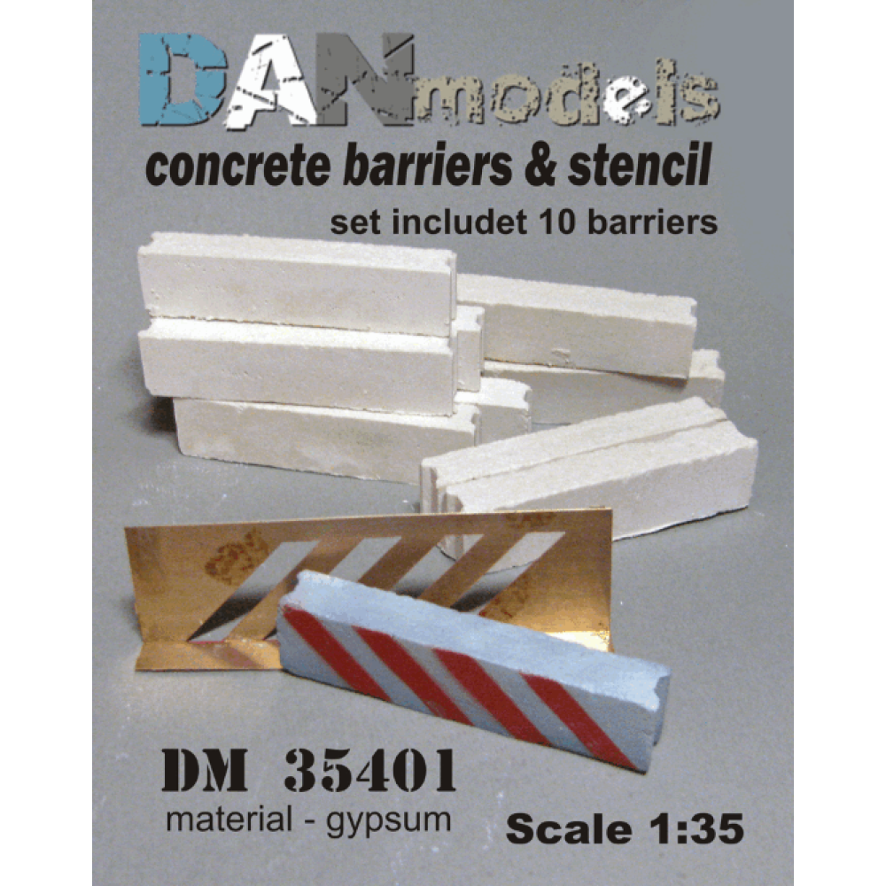 MATERIAL FOR DIORAMAS. CONCRETE BARRIERS AND STENCIL 1/35 DAN MODELS ...