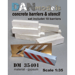 MATERIAL FOR DIORAMAS. CONCRETE BARRIERS AND STENCIL 1/35 DAN MODELS 35401