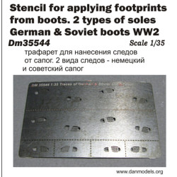 PHOTO-ETCHED STENCIL FOR APPLYING FOOTPRINTS FROM BOOTS. 2 TYPES OF SOLES — GERMAN AND SOVIET BOOTS WW2 1/35 DAN MODELS 35544