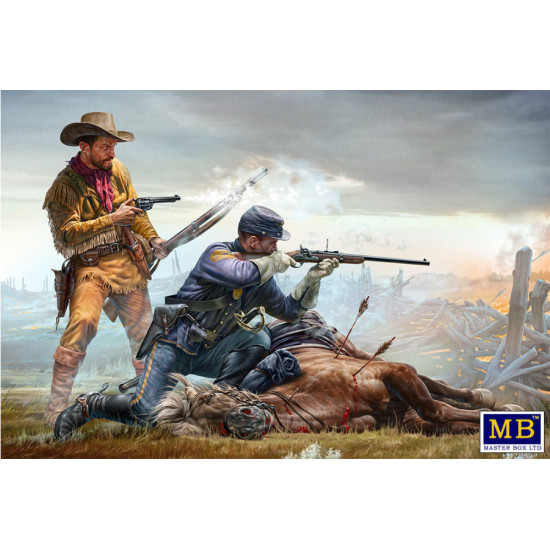 INDIAN WARS SERIAS, FINAL STAND TWO FIGURES AND ONE HORSE 1/35 MASTER BOX 35191
