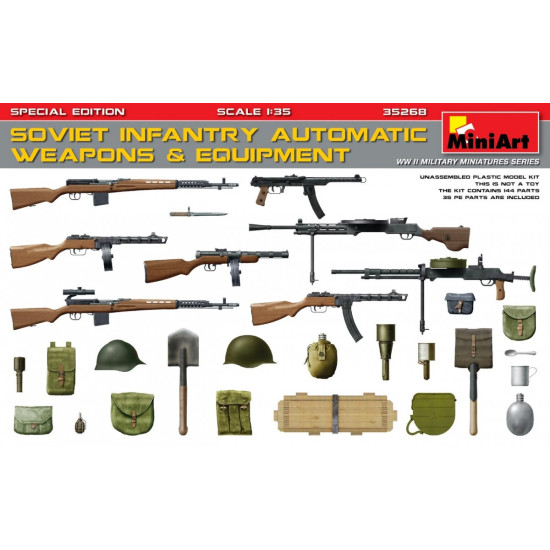 SOVIET INFANTRY AUTOMATIC WEAPONS AND EQUIPMENT. SPECIAL EDITION - PLASTIC MODEL KIT SCALE 1/35 MINIART 35268