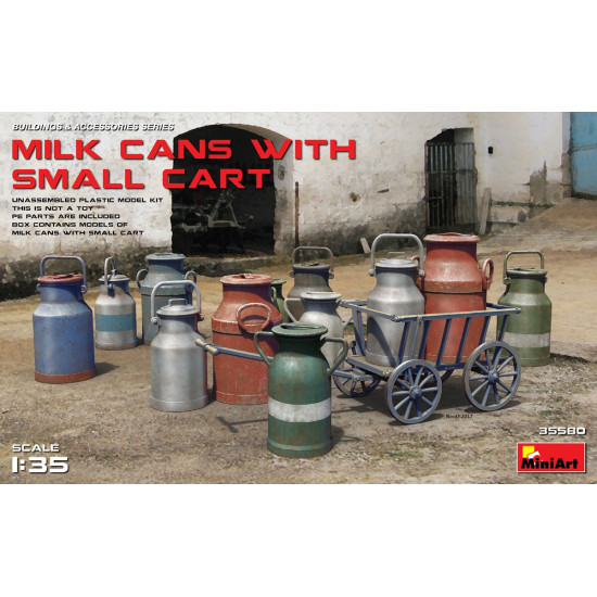 Miniart 1:35 milk cans avec petit panier Model Kit 