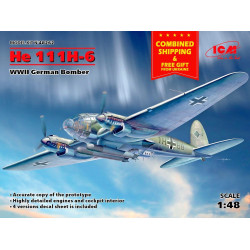 HE 111H-6 WWII GERMAN BOMBER PLASTIC MODEL BUILDING AIRPLANE KIT 1/48 ICM 48262 