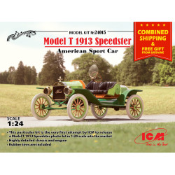 FORD PLASTIC MODEL T 1913 SPEEDSTER AMERICAN SPORT CAR 1/24 SCALE ICM 24015