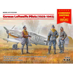 GERMAN LUFTWAFFE PILOTS WWII PLASTIC MODEL FIGURES KIT 1/32 SCALE ICM 32101