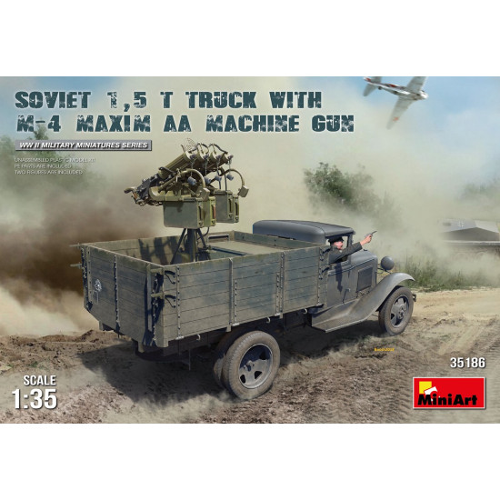 MINIART 35186 1/35 SCALE SOVIET 1,5T TRUCK M-4 MAXIM AA MACHINE GUN WW II