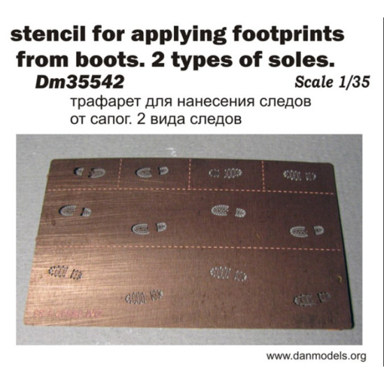DAN MODELS 35542 STENCIL FOR APPLYING FOOTPRINTS FROM BOOTS 2 TYPES OF SOLES