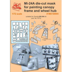 DAN MODELS MS 720005 MI-24A DIE-CUT MASK FOR PAINTING CANOPY FRAME AND WHEEL HUB