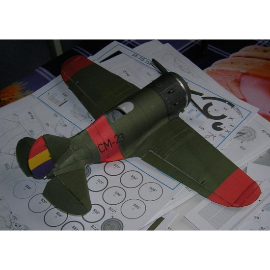 PAPER MODEL KIT MILITARY AVIATION FIGHTER AIRCRAFT I-16 1/33 OREL 69