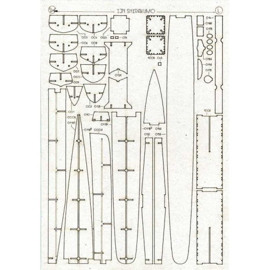 LASER CUTTING FOR MILITARY FLEET THE DESTROYER SHIRAKUMO 1/200 OREL 172/2