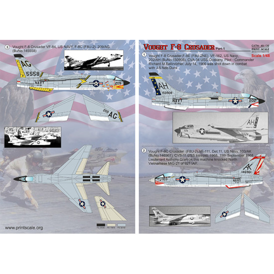 DECAL 1/48 FOR VOUGHT F-8 CRUSADER PART-1 PRINT SCALE 48-139