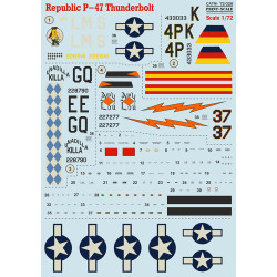 DECAL 1/72 FOR REPUBLIC P-47 THUNDERBOLT PART 1 PRINT SCALE 72-026