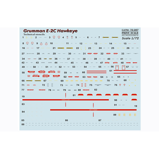 DECAL 1/72 FOR GRUMMAN E-2 C HAWKEYE PRINT SCALE 72-287