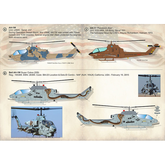 DECAL 1/72 FOR BELL AH-1 COBRA PRINT SCALE 72-290