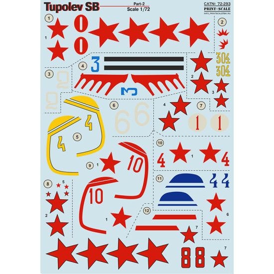 DECAL 1/72 FOR TUPOLEV SB PART-2 PRINT SCALE 72-293