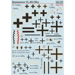 DECAL 1/72 FOR HANNOVER CL.LLL/LLLA PRINT SCALE 72-294