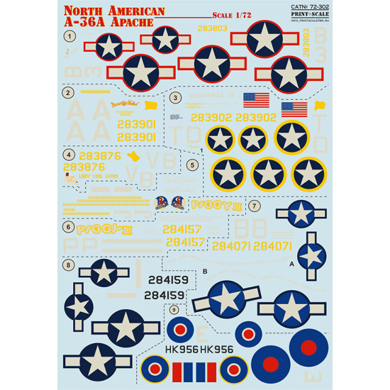 DECAL 1/72 FOR A-36A APACHE PRINT SCALE 72-302