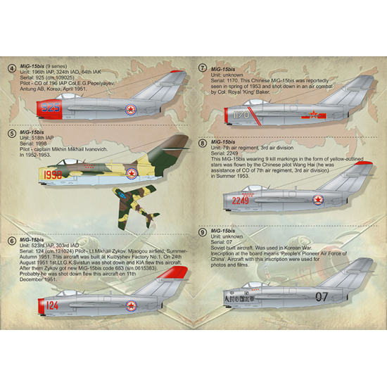 DECAL 1/72 FOR MIG-15BIS PRINT SCALE 72-307