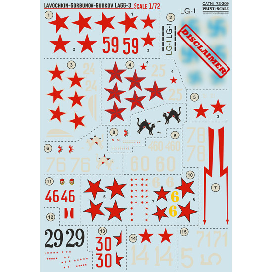 DECAL 1/72 FOR LAGG-3 PRINT SCALE 72-309