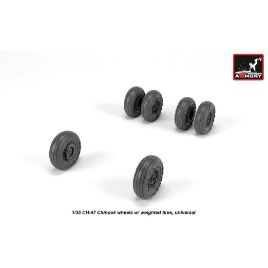 1/35 CH-47 Chinook wheels w/ weighted tires, universal